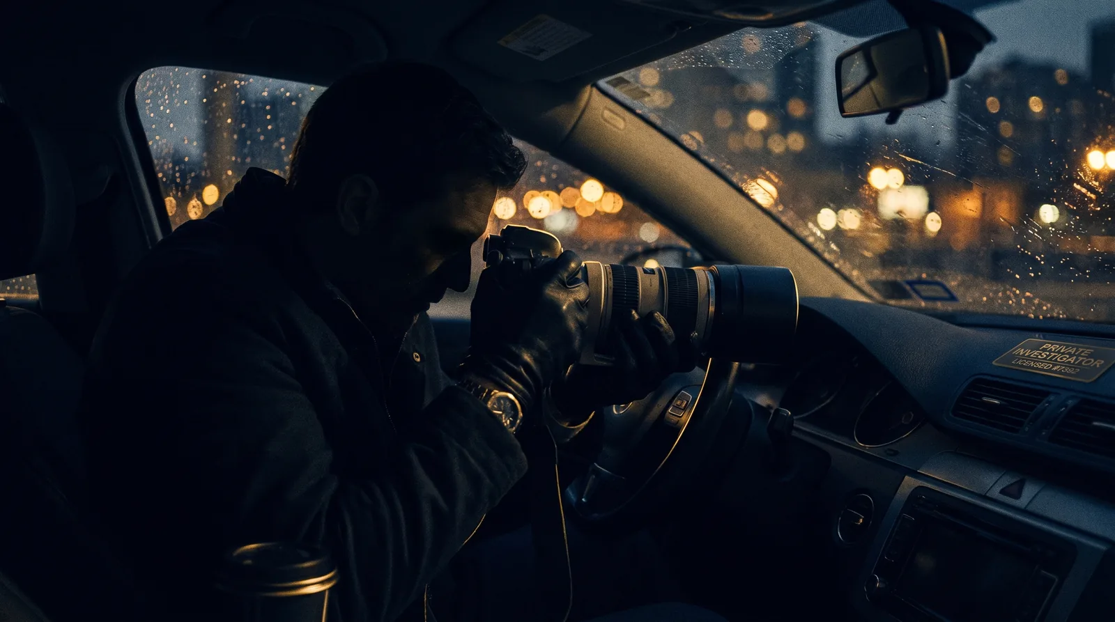 Covert night surveillance from a vehicle with a long-lens camera